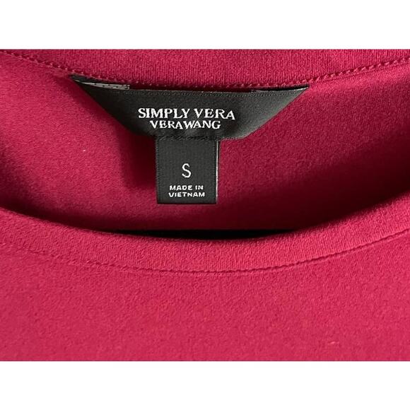 Simply Vera Vera Wang Raspberry Pink Crewneck Puff Sleeve Top Polyester Small - Picture 3 of 9